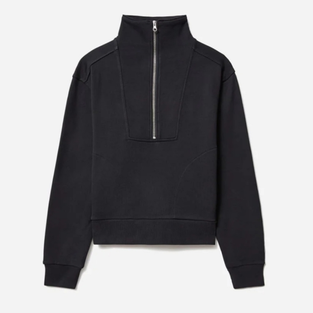 Everlane Women's The Track Half-Zip Faded Black Sweatshirt - Small - Picture 3 of 6